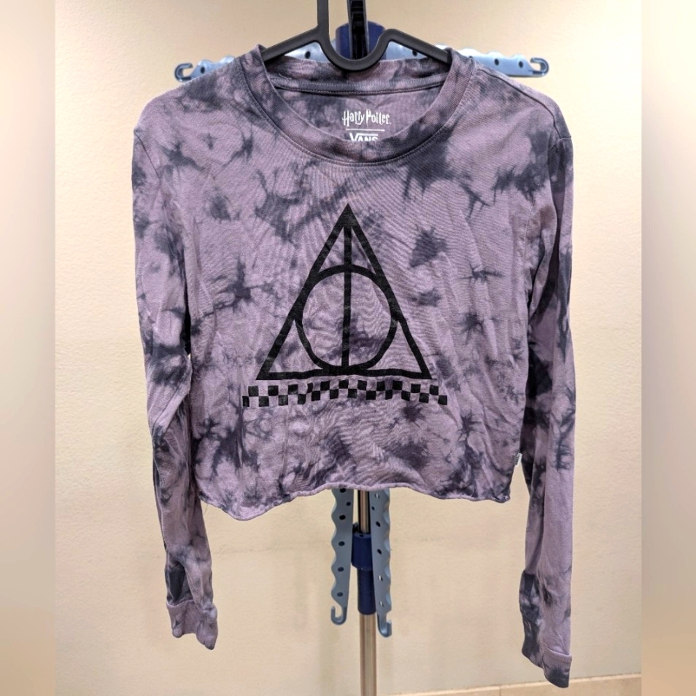Vans Harry Potter Deathly Hallows Crop Long Sleeve T-Shirt Women's S Purple